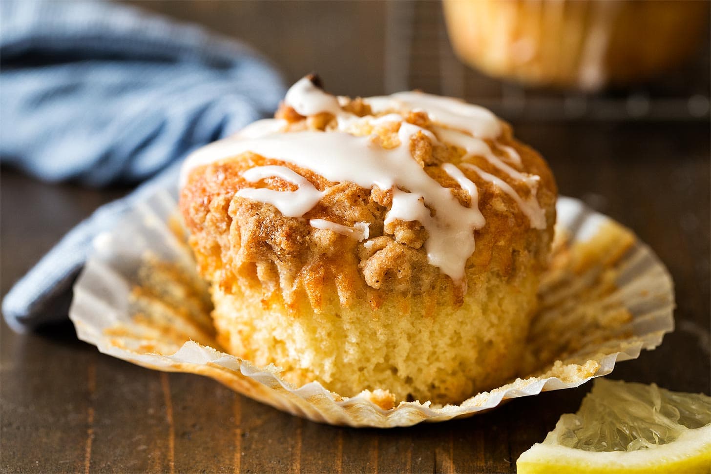 Unwrapped homemade lemon muffin