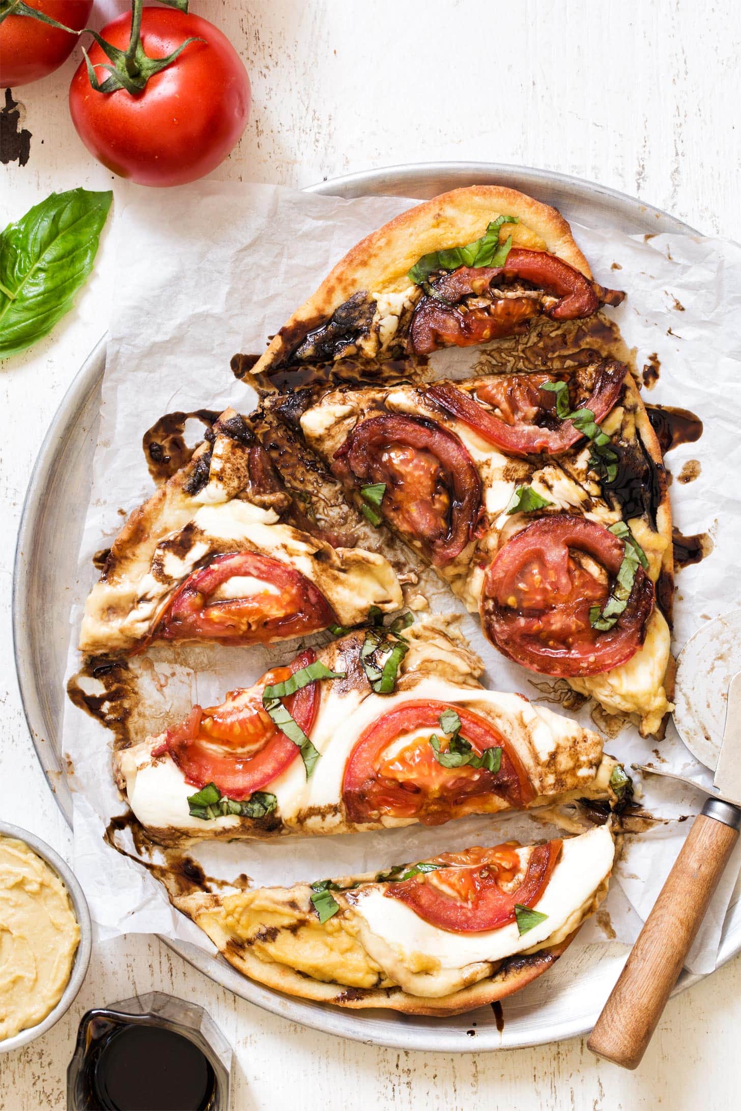 Caprese Flatbread cut into slices