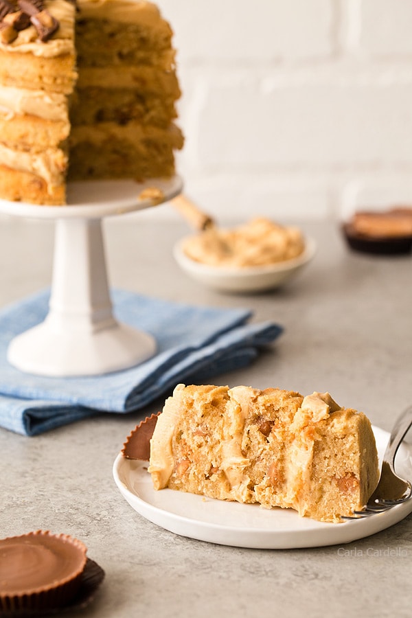 Mini Layered Peanut Butter Cake with homemade peanut butter frosting