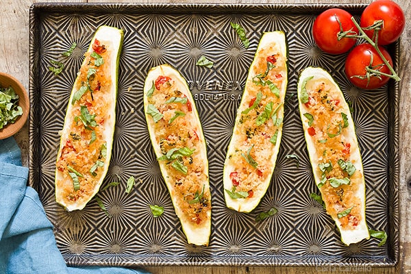 When you find yourself with an abundance of zucchini during the summer, make these Garlic Parmesan Stuffed Zucchini Boats