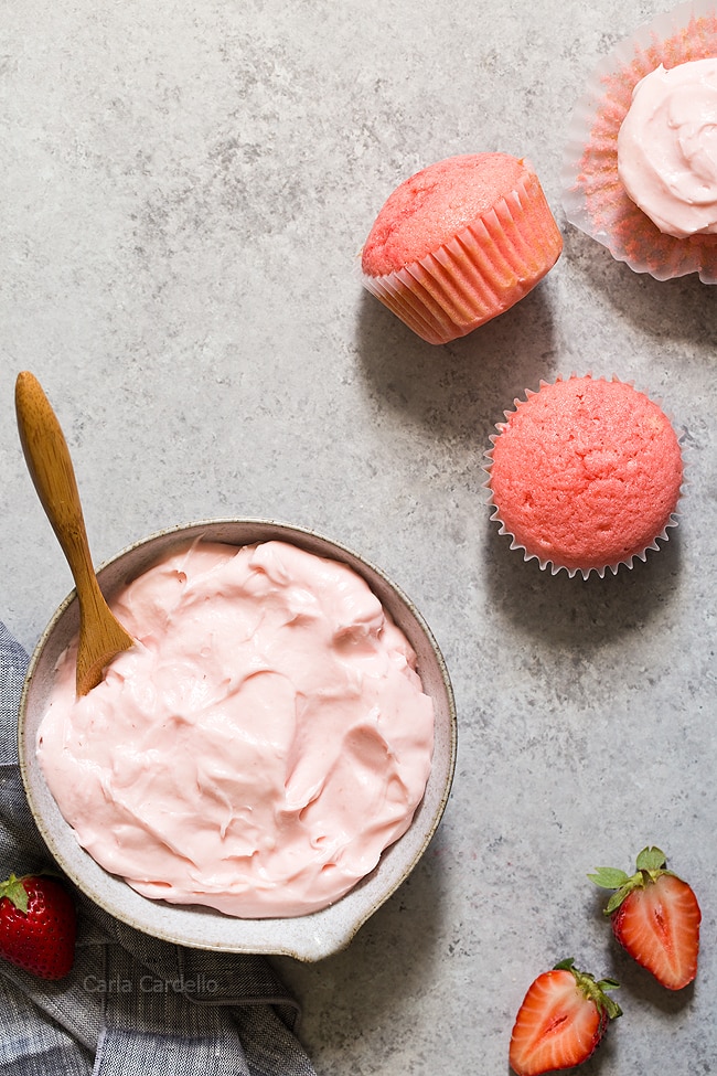 Strawberry Cream Cheese Frosting with Strawberry Cupcakes