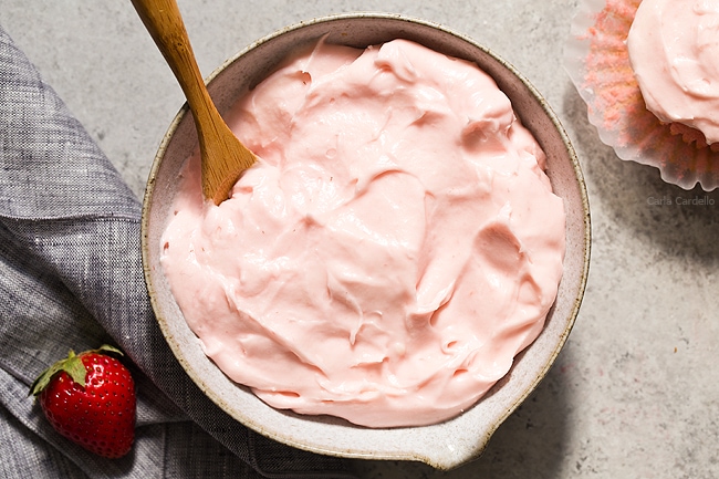 Close up Strawberry Cream Cheese Frosting