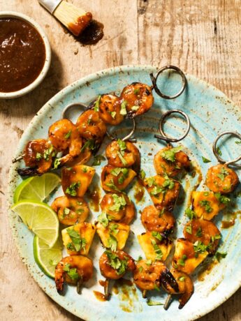 Fire up the grill for Grilled Pineapple Shrimp Teriyaki Kabobs with a homemade pineapple teriyaki sauce and grilled pineapple.