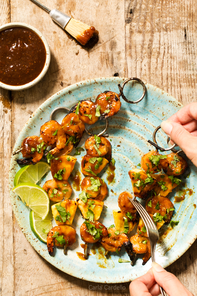 Fire up the grill for Grilled Pineapple Shrimp Teriyaki Kabobs with a homemade pineapple teriyaki sauce and grilled pineapple. 