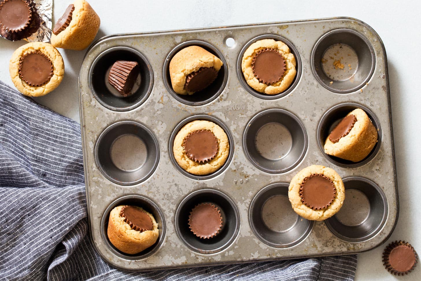 Mini peanut butter cup cookies with mini muffin pan