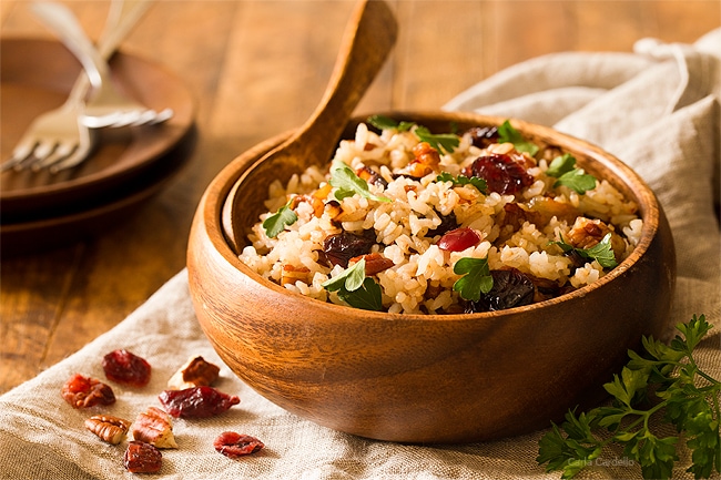 Pecan Cranberry Rice Pilaf with Caramelized Onions