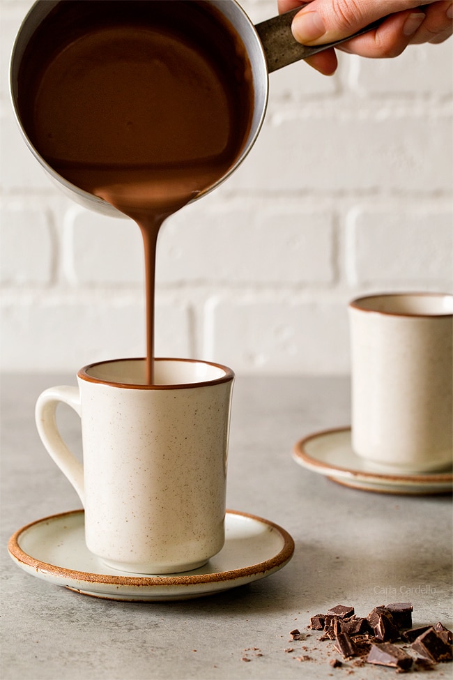 Pouring chocolate for Thick Hot Chocolate For One