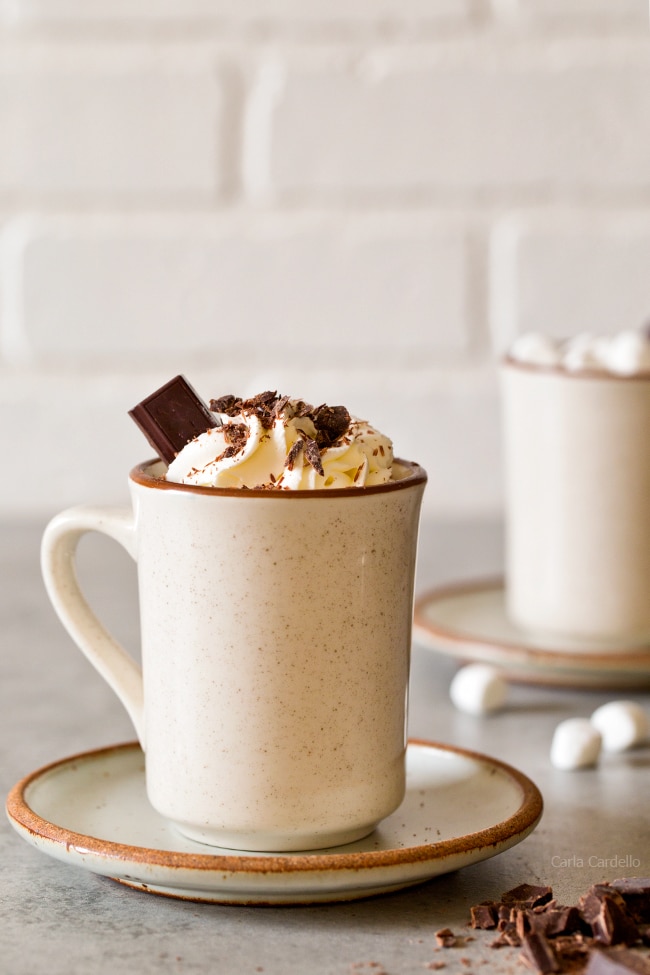 Two mugs of Italian Hot Chocolate