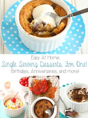 When you're craving something sweet but don't want leftover dessert, make one (or all) of these Easy Single Serving Desserts For One! Ranging from cookies to brownies to pie, bake them up for Valentine's Day, birthdays, anniversaries, and more.