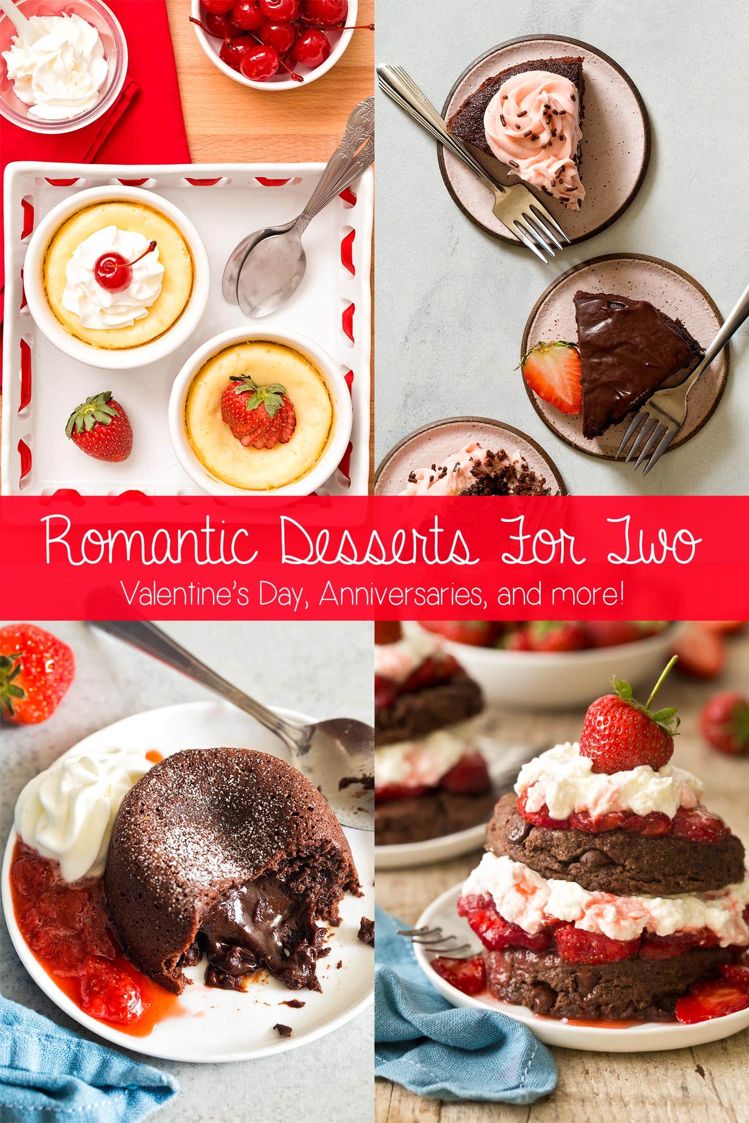 Romantic dessert recipes collage