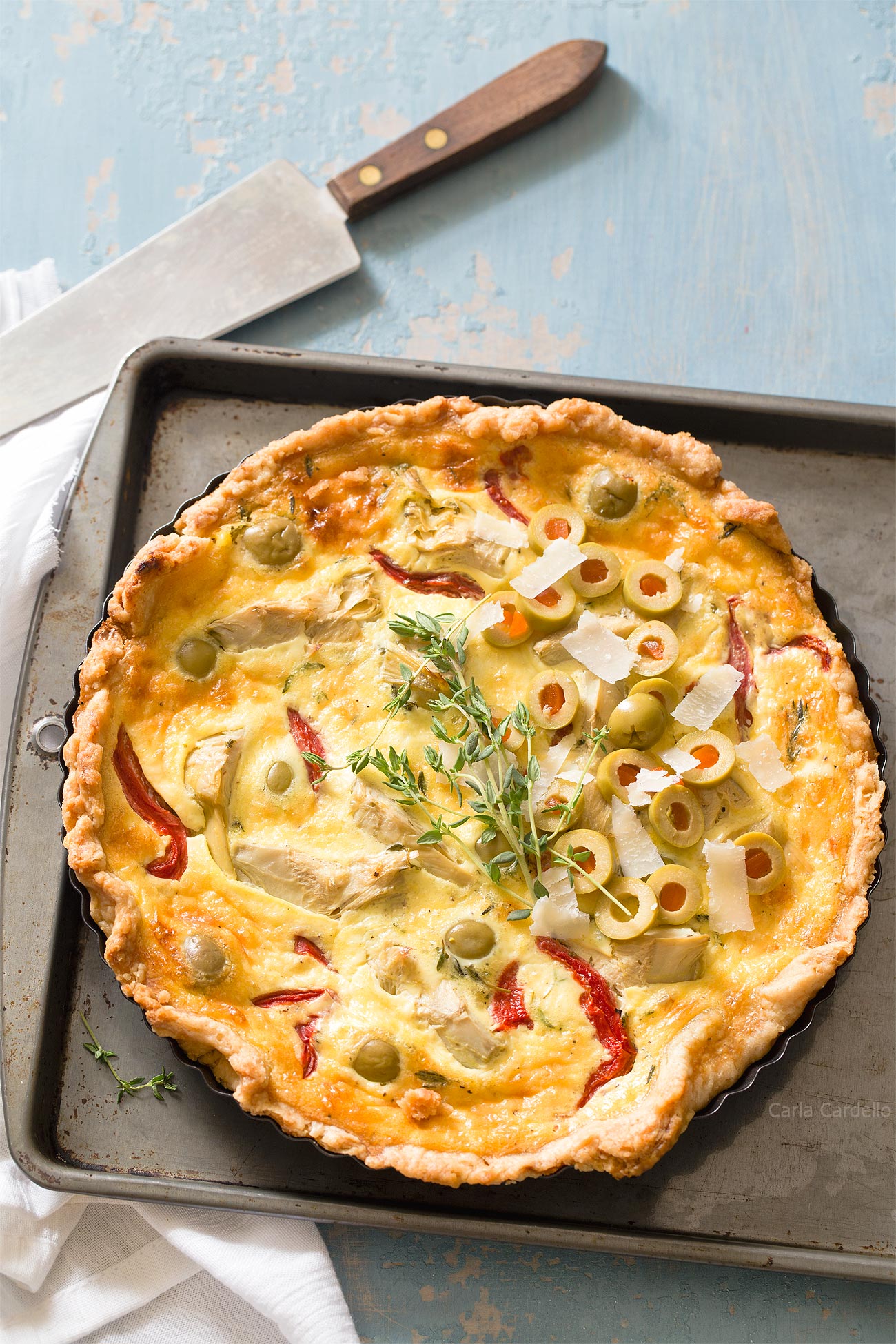 Vegetarian Quiche On Baking Sheet