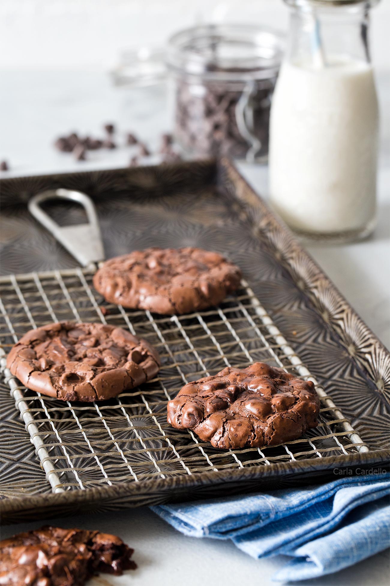 Fudgy and Chewy Small Batch Flourless Chocolate Cookies made with leftover egg white