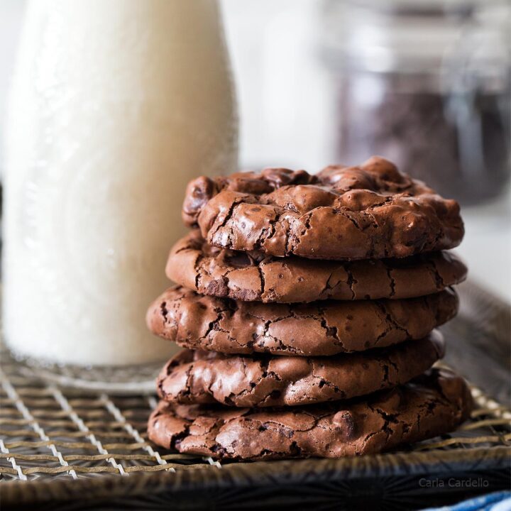 Chewy and Fudgy Small Batch Flourless Chocolate Cookies made with leftover egg white