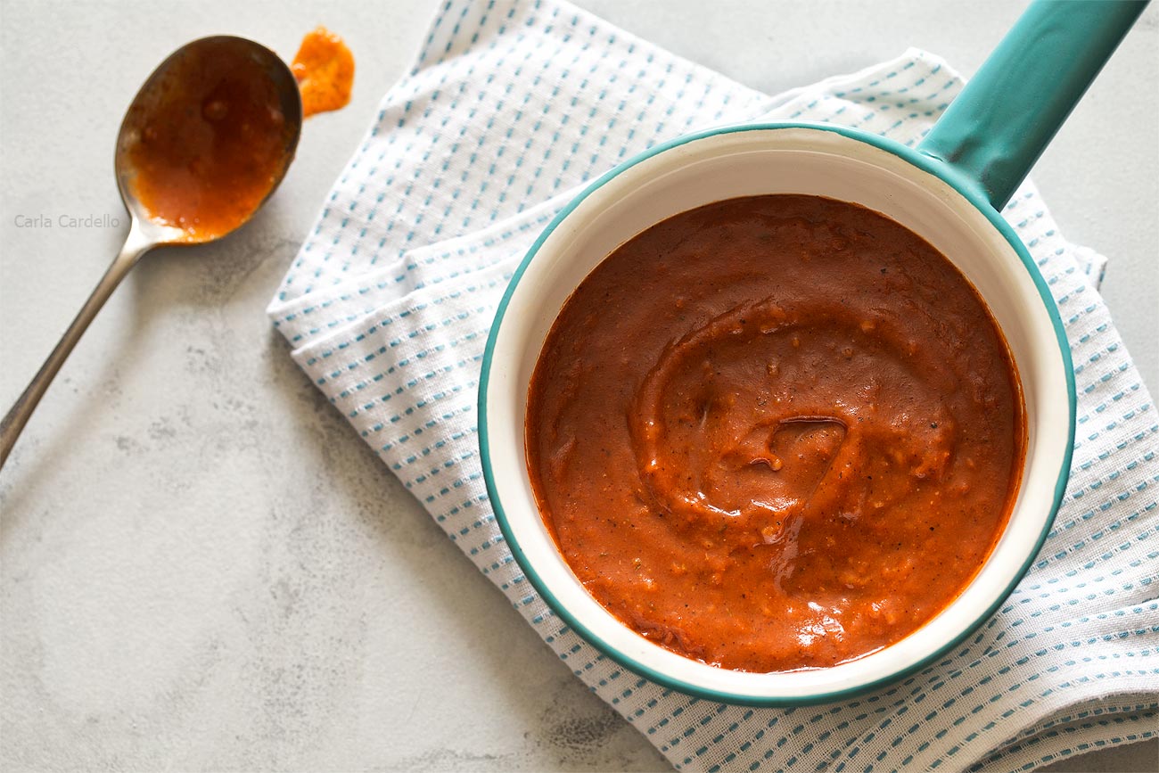 Small Batch Homemade Red Enchilada Sauce made with fajita spices and tomato sauce