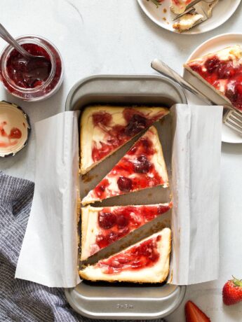 Small Batch Cheesecake in a loaf pan