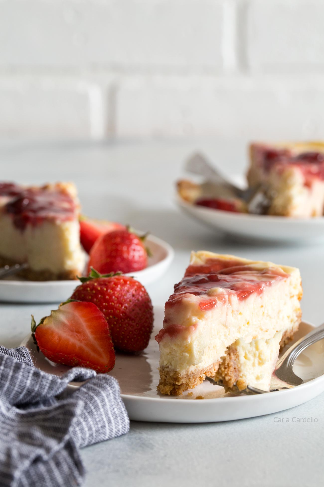 A slice of Small Batch Strawberry Swirl Cheesecake Bars