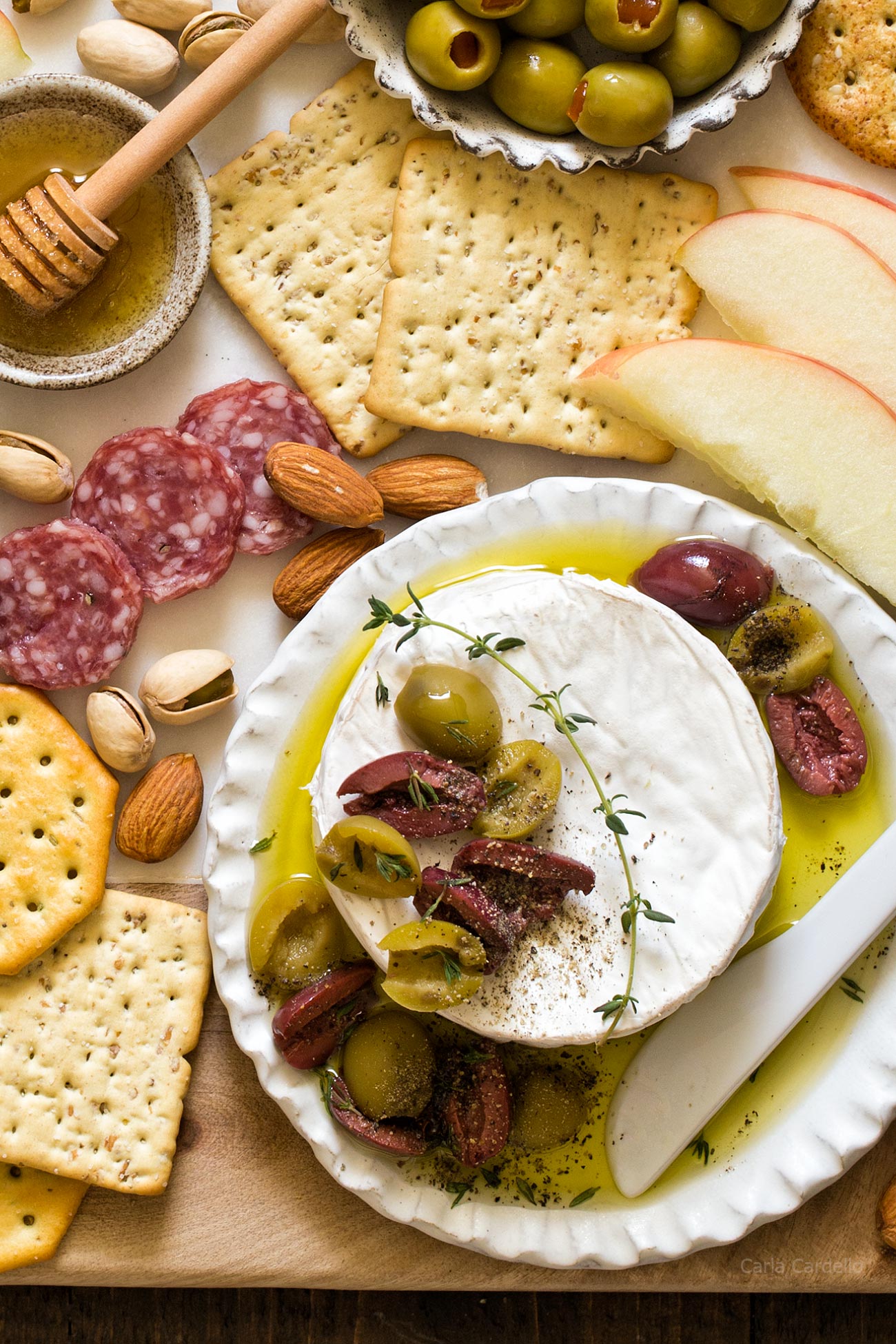 Olive Baked Brie With Olive Oil and Thyme