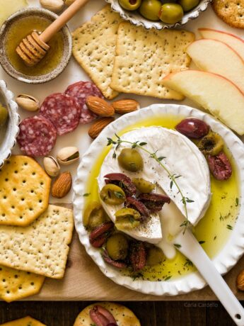 Olive Baked Brie With Thyme and Olive Oil