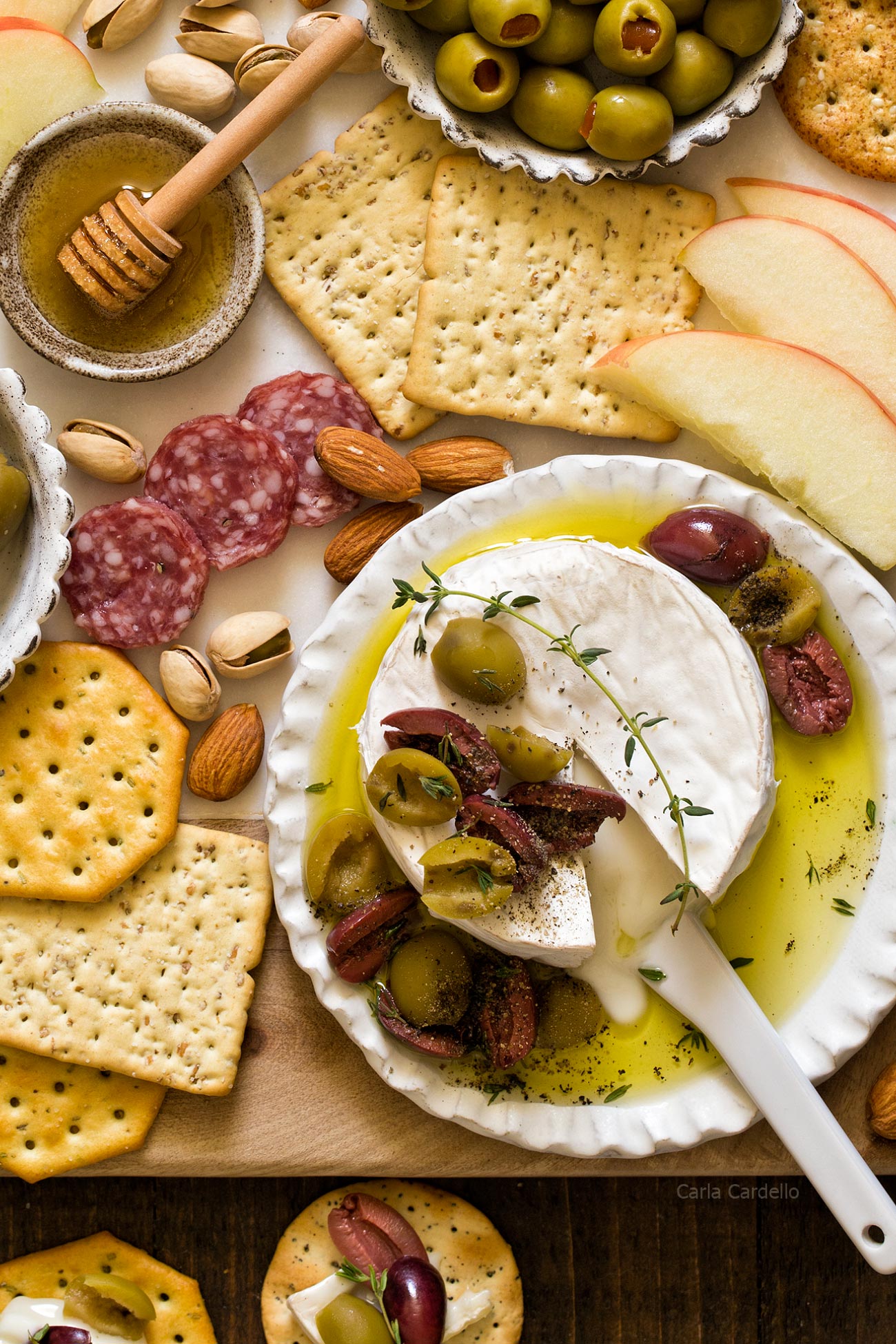 Olive Baked Brie With Thyme and Olive Oil