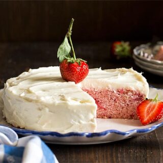 Small 6 Inch Strawberry Cake made from scratch using fresh strawberries. No cake mix and no strawberry jello!