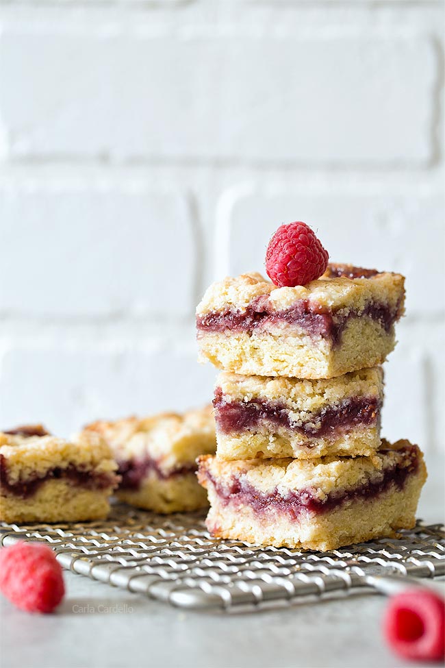 These Small Batch Raspberry Crumb Bars made in a loaf pan