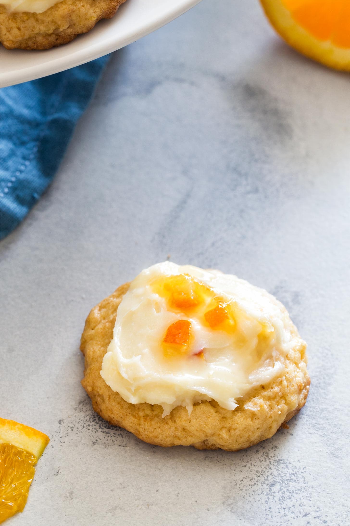 Close up of orange marmalade cookie