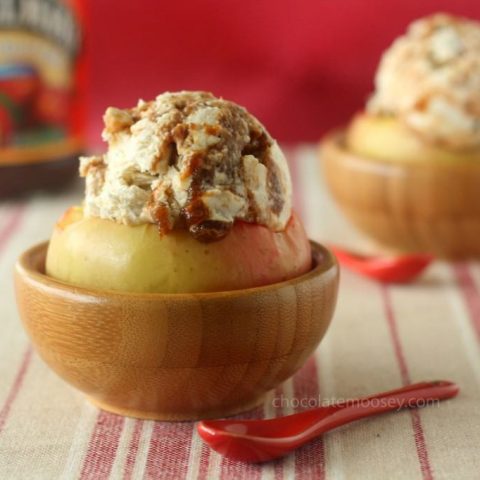 Apple Butter Cheesecake Ice Cream in Apple Bowls