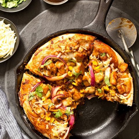 BBQ Chicken Skillet Pizza For Two