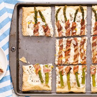 Bacon Wrapped Asparagus Puff Pastry Tart