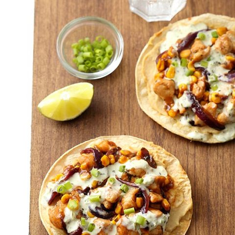 Barbecue Chicken and Corn Tostadas