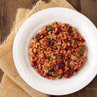 Beet, Spinach, and Goat Cheese Farro Risotto