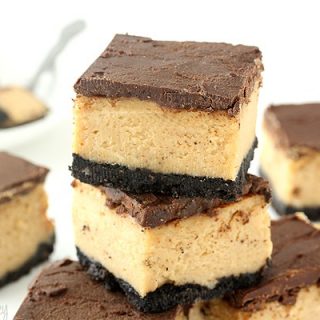 Buckeye (Chocolate and Peanut Butter) Cheesecake Bars