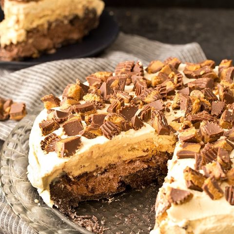 Buckeye Ice Cream Cake (Chocolate Peanut Butter Ice Cream Cake)