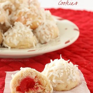 Cherry Coconut Snowball Cookies