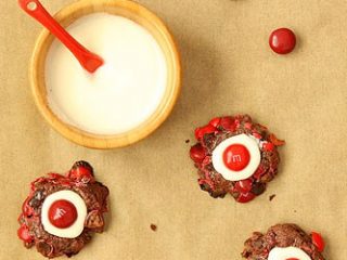 Chocolate Cherry M M Thumbprint Cookies