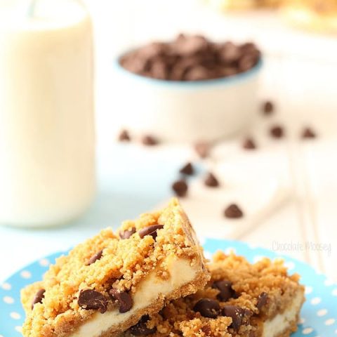 Small Batch Chocolate Chip Cookie Dough Cheesecake Bars