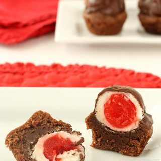 Chocolate Covered Cherry Brownie Cups