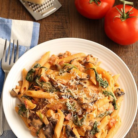 Creamy Tomato and Mushroom Pasta (Dinner For Two)