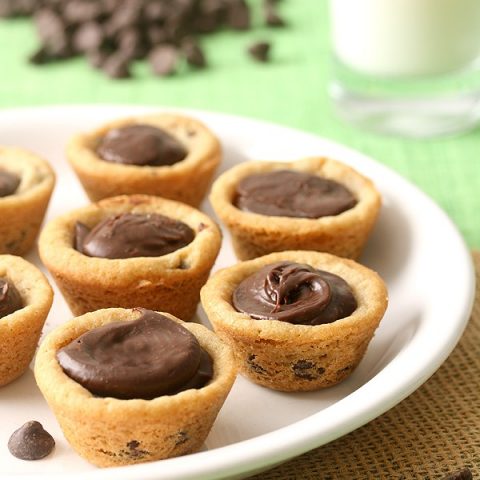 Fudge Filled Chocolate Chip Cookie Cups