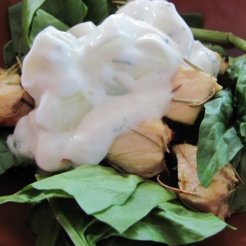 Greek Chicken Salad With Cucumber Dressing