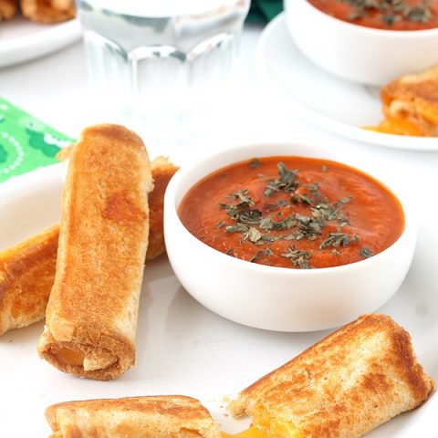 Grilled Cheese Roll Ups With Tomato Soup Dipping Sauce