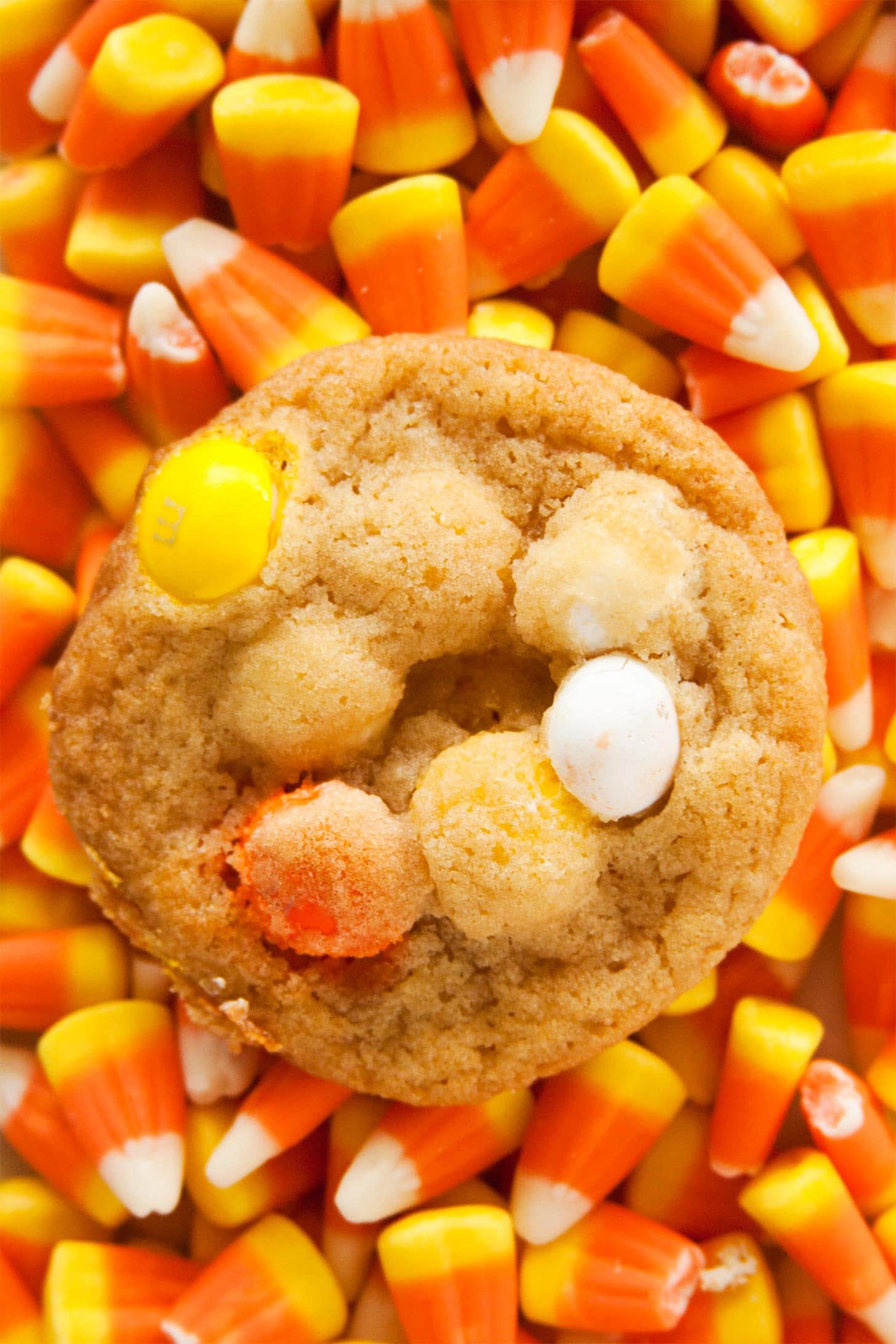 Halloween M&M Cookie on candy corn
