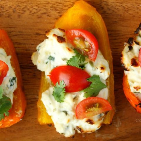 Herbed Cream Cheese Grilled Bell Pepper Boats