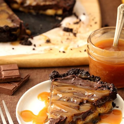 No Bake Chocolate Banana Caramel Tart