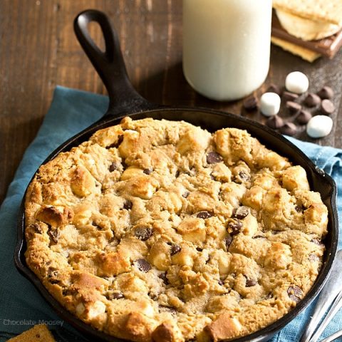 Peanut Butter S’mores Chocolate Chip Skillet Cookie