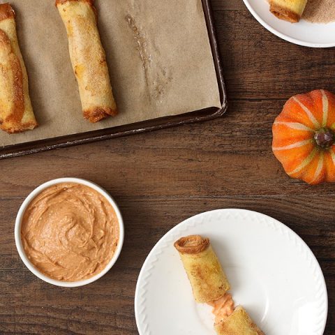 Pumpkin Cheesecake French Toast Roll Ups with Pumpkin Spice Dipping Sauce