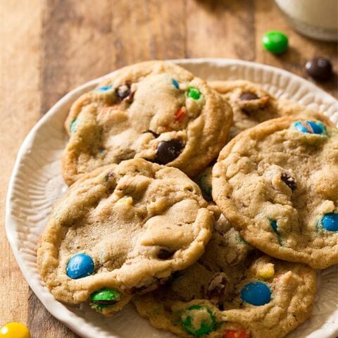 Soft and chewy Small Batch M&M Cookies