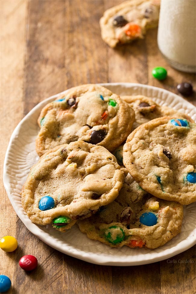 Soft and chewy Small Batch M&M Cookies