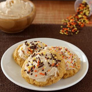 Soft Pumpkin Sugar Cookies with Cinnamon Frosting
