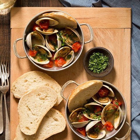 Steamed Clams with Pan Roasted Tomatoes